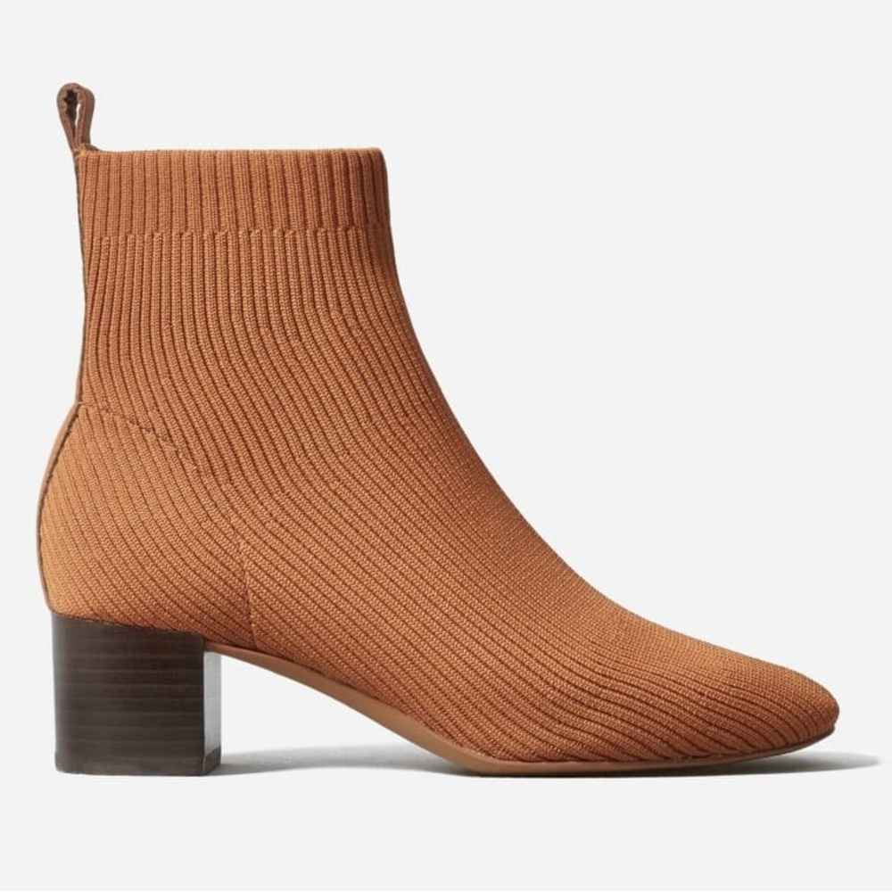 Everlane The Glove Boot Ribbed Knit Ankle Booties Tan Brown - Picture 2 of 13